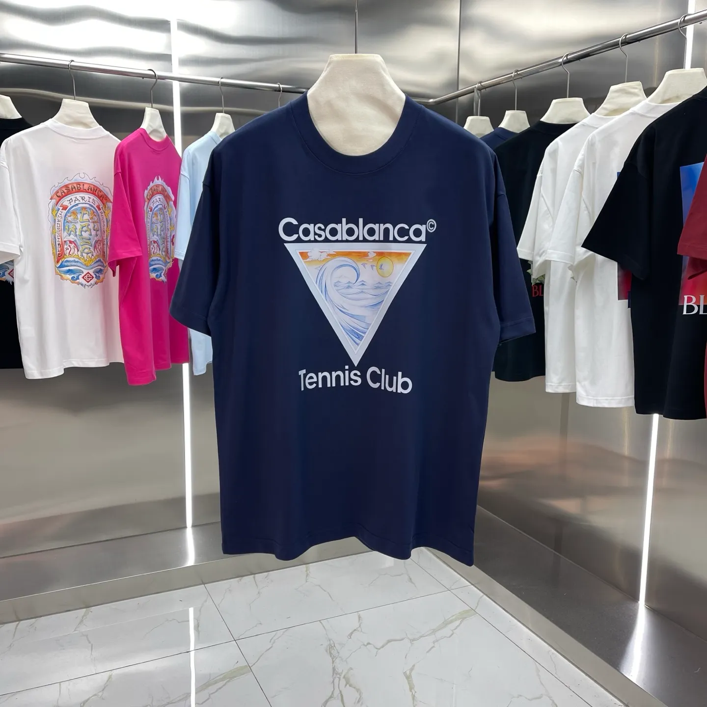 25ss New Arrival Casablanca Classic Series T ～ ， ， 。 ， Classic ， In Stock ！ ：White Black Royal Blue Size：S M L XL XXL